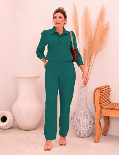 CONJUNTO ALFAIATARIA CAMISA VERDE