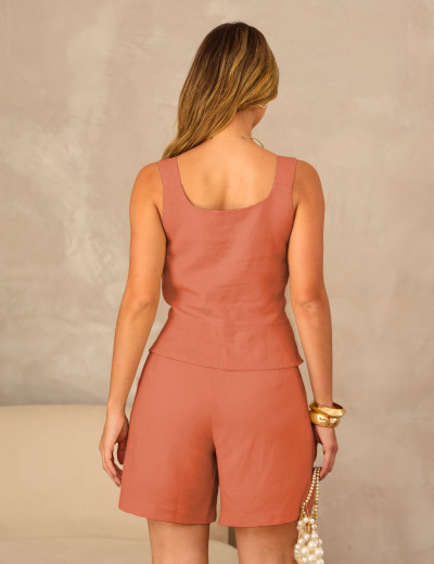 CONJUNTO SHORT LINHO PREMIUM ROSE 