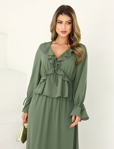 CONJUNTO SAIA BOHO CHIC VERDE MUSGO