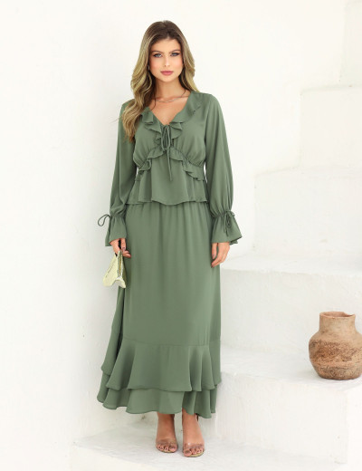 CONJUNTO SAIA BOHO CHIC VERDE MUSGO