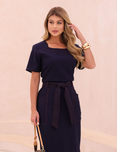 CONJUNTO SAIA PESPONTO MARINHO