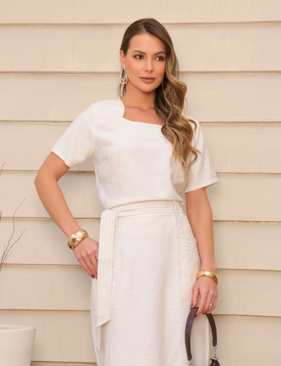 CONJUNTO SAIA PESPONTO NATURAL