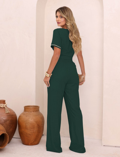 CONJUNTO LINHO DETALHE VIÉS VERDE ESCURO