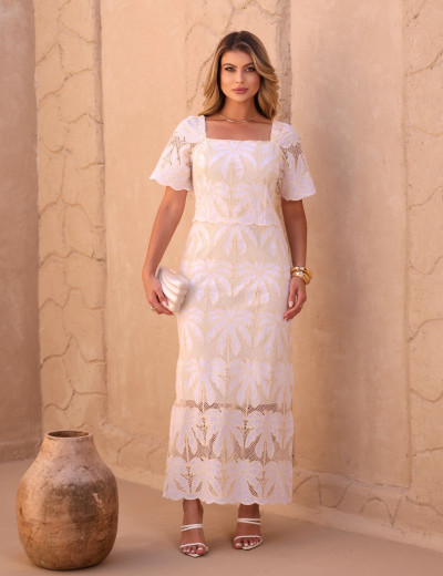 VESTIDO LAISE BORDADO OFF WHITE