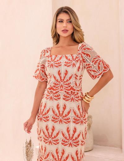 VESTIDO LAISE BORDADO TERROSO