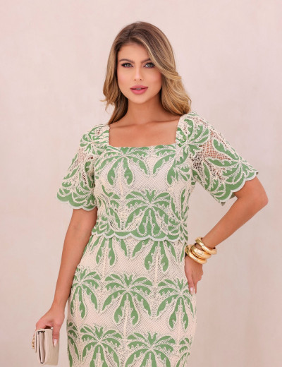 VESTIDO LAISE BORDADO VERDE