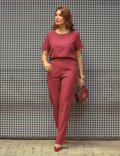 CONJUNTO CALÇA RISCA DE GIZ BORDO