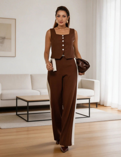 CONJUNTO CALÇA RENATA MARROM