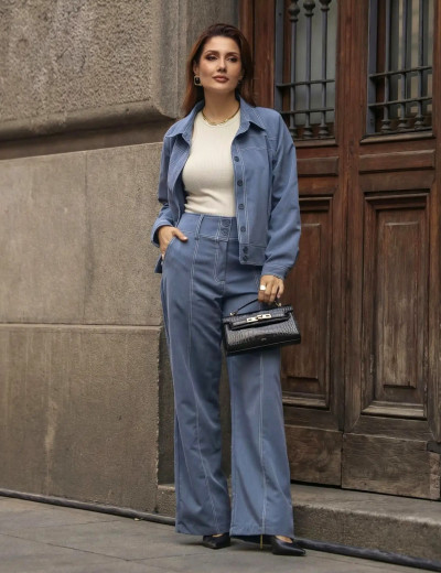 CONJUNTO JAQUETA CALÇA AZUL JEANS