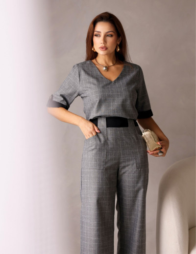 CONJUNTO ALFAIATARIA XADREZ CINZA