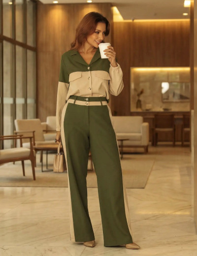 CONJUNTO LONGO BICOLOR VERDE OLIVA