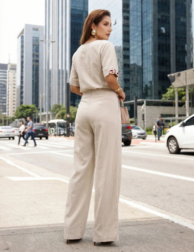 CONJUNTO CALÇA STEFANIE NATURAL