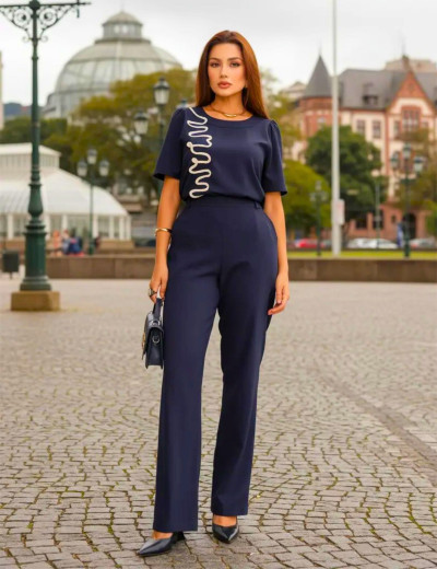 CONJUNTO DETALHE CORDÃO MARINHO