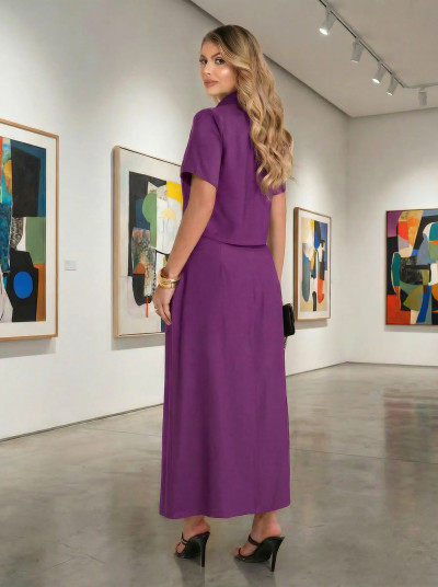 CONJUNTO SAIA DETALHE ZÍPER VINHO