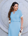 CONJUNTO SAIA ALFAIATARIA LINHO AZUL CLARO