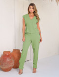 CONJUNTO ALFAIATARIA ELASTANO FIVELA VERDE