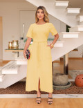 CONJUNTO SAIA CREPE ELASTANO AMARELO