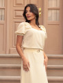 CONJUNTO SAIA DETALHE FLOR AMARELO MANTEIGA