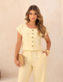 CONJUNTO ALFAIATARIA ZARA AMARELO MANTEIGA