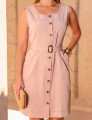 VESTIDO CURTO COM CINTO BEGE
