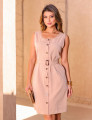 VESTIDO CURTO COM CINTO BEGE