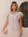 CONJUNTO CAMISA LISTRADO BEGE