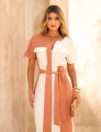 VESTIDO ALFAIATARIA BICOLOR MOCHA MOUSSE