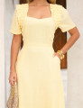 VESTIDO DETALHE PREGAS AMARELO