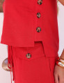 CONJUNTO SAIA LINHO SLUB BOTÃO VERMELHO