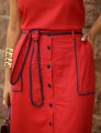 CONJUNTO SAIA LINHO SLUB VIÉS VERMELHO